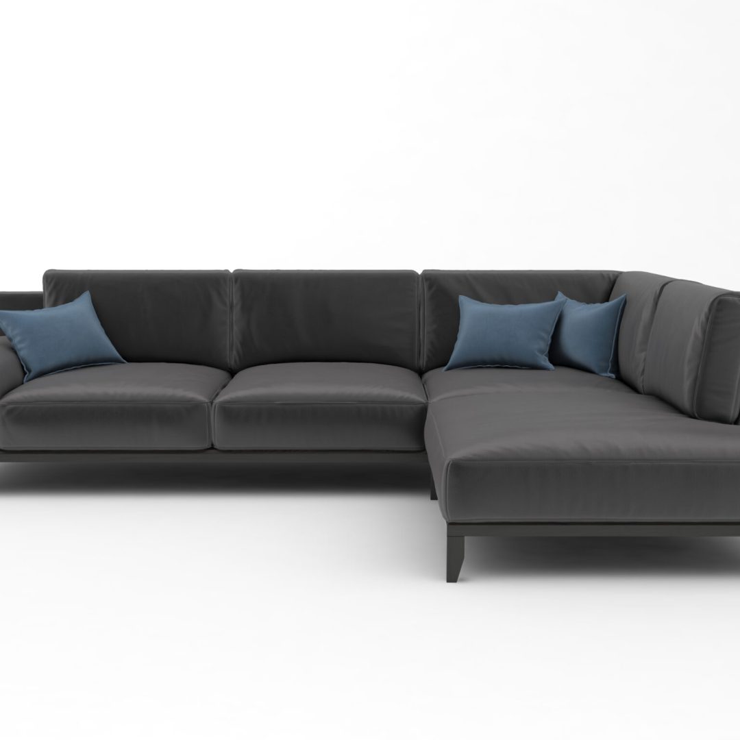 A,3d,Rendered,Modern,Corner,Sofa,Of,Dark,Gray,Color